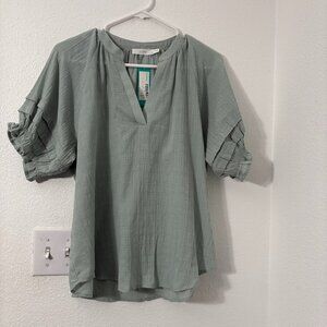 Lush Hale Cotton Ruffle Top V-Neck Short Sleeve New Stitch Fix Size Medium